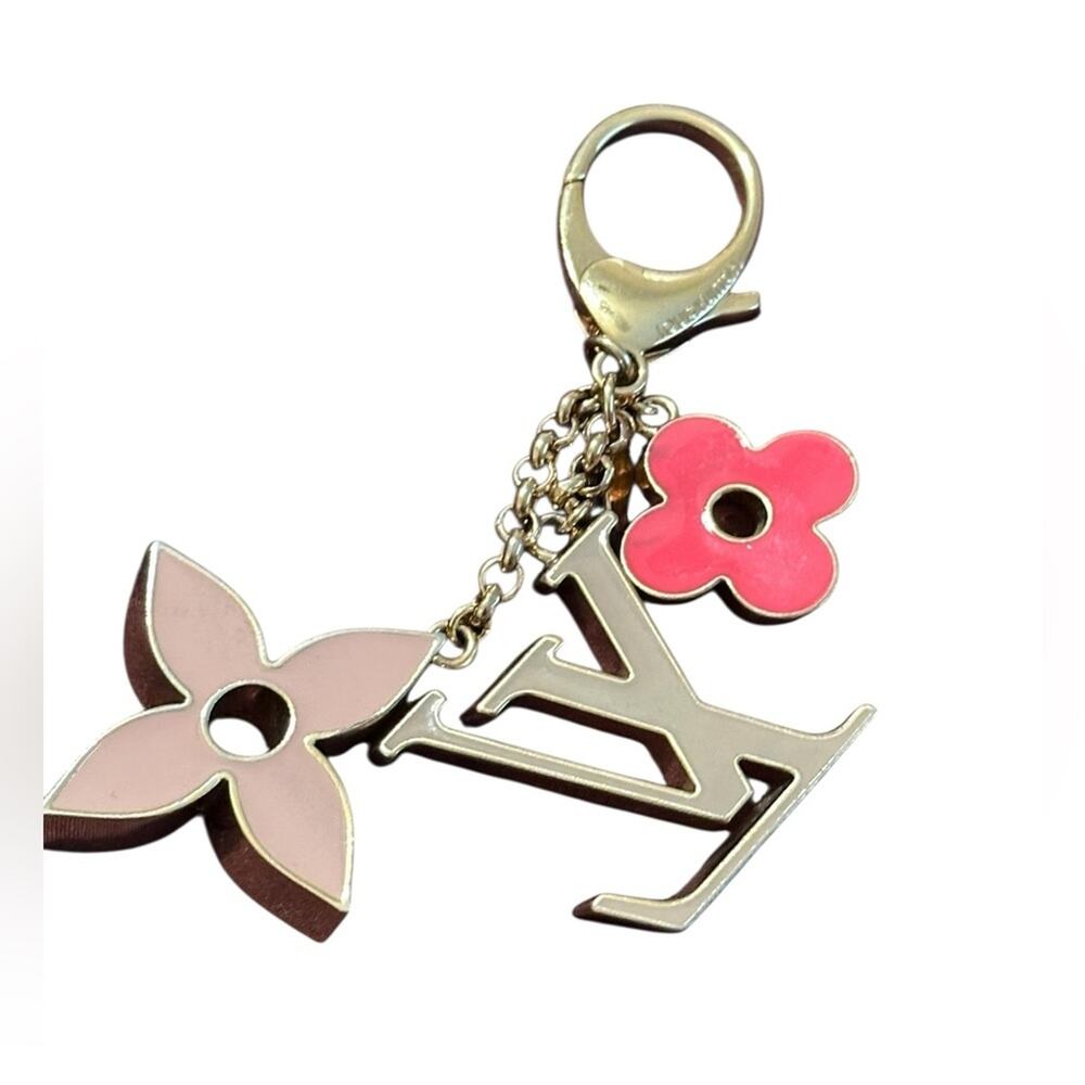 Louis Vuitton Pink and Gold Floral Key Holder and Bag Accessory